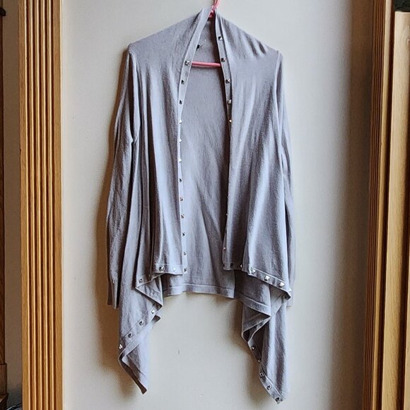 Vila Milano Light Gray Studded Angled Cardigan Size Small - Picture 1 of 16